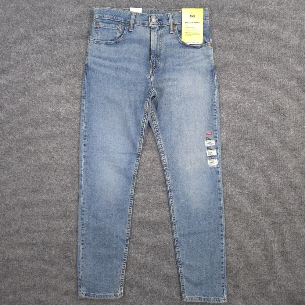 Levis 512 Jeans Mens 31X30 Blue Slim Taper Flex Stretch Light Wash Denim NEW